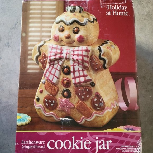 Jay imports Company Other - NEW Holiday at Home Earthenware Gingerbread Cookie Jar Jay Import Vintage 90's